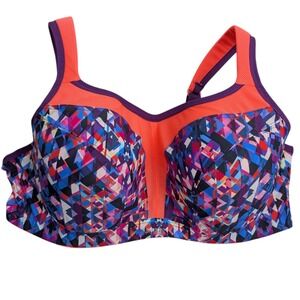 Panache Sport Wired Sports Bra Racerback Size 40DD 40E Geometric Kaleidosco